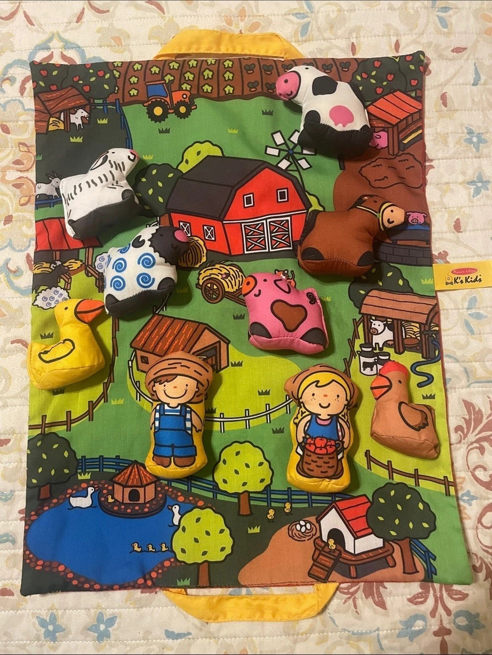 Melissa & Doug K's Kids Take-Along Farm Play Mat Green & Red